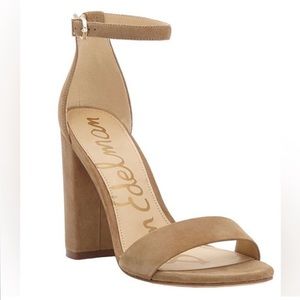 Sam Edelman Block Heel Sandal Yaro Suede Nude/Tan
